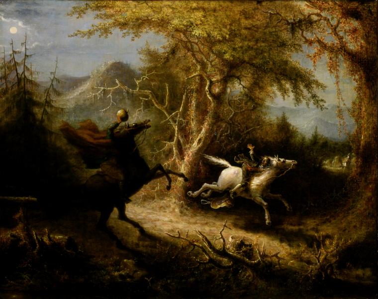 The Headless Horseman Pursuing Ichabod Crane by John Quidor(1858)